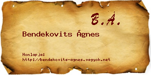 Bendekovits Ágnes névjegykártya