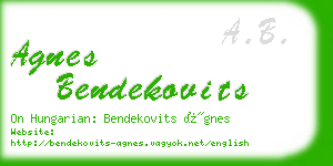 agnes bendekovits business card